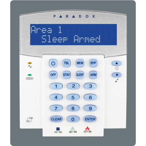Paradox K32LX, 32 zonų LCD klaviatūra su įmontuotu RTX3