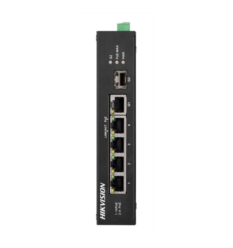 Hikvision DS-3T0306HP-E/HS, 6 prievadų 4 PoE pramoninis tinklo komutatorius