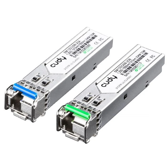 Optinis integruojamas keitiklis SFP Cudy SM100GSB-20AB (1,25Gbps, single mode, LC, 20km, A:1310Tx/1550Rx, B:1550Tx/1310Rx)